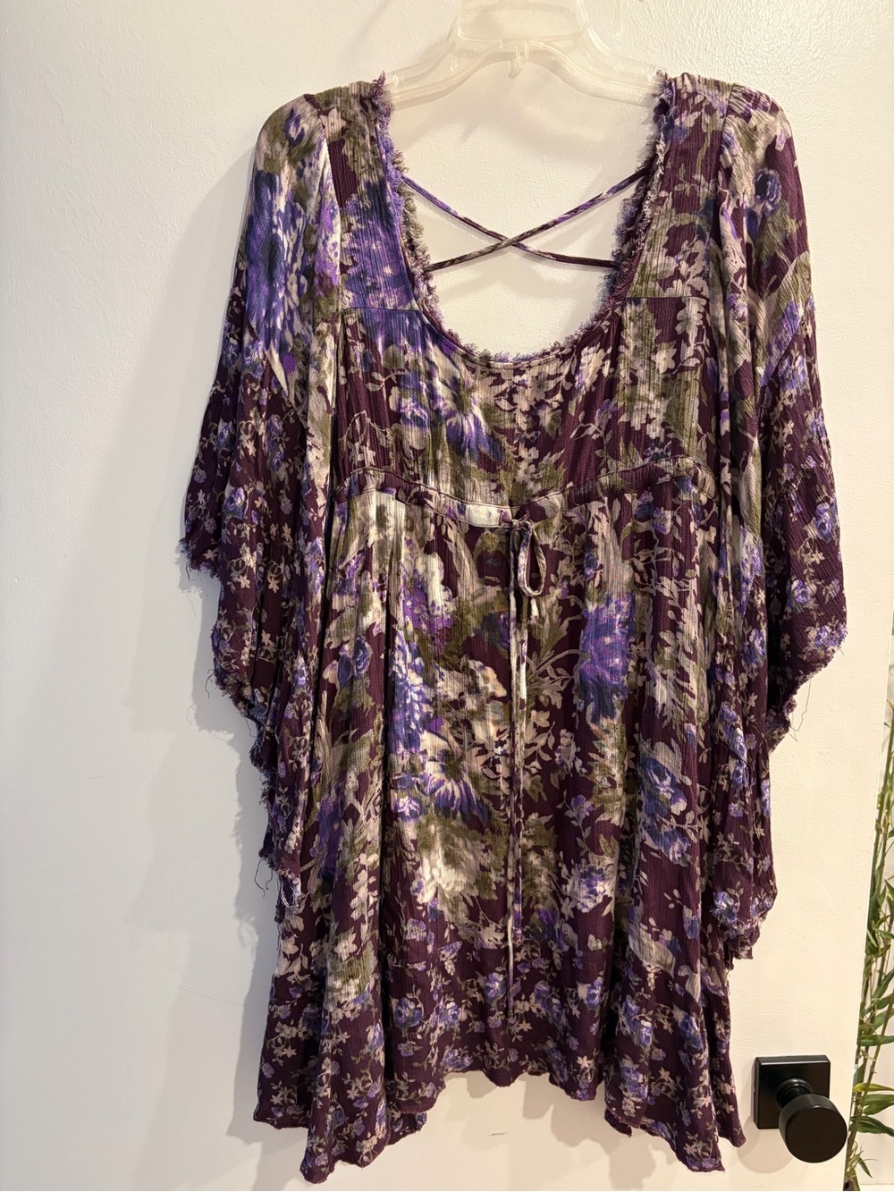 Free People Purple Floral Long Sleeve Boho Dress